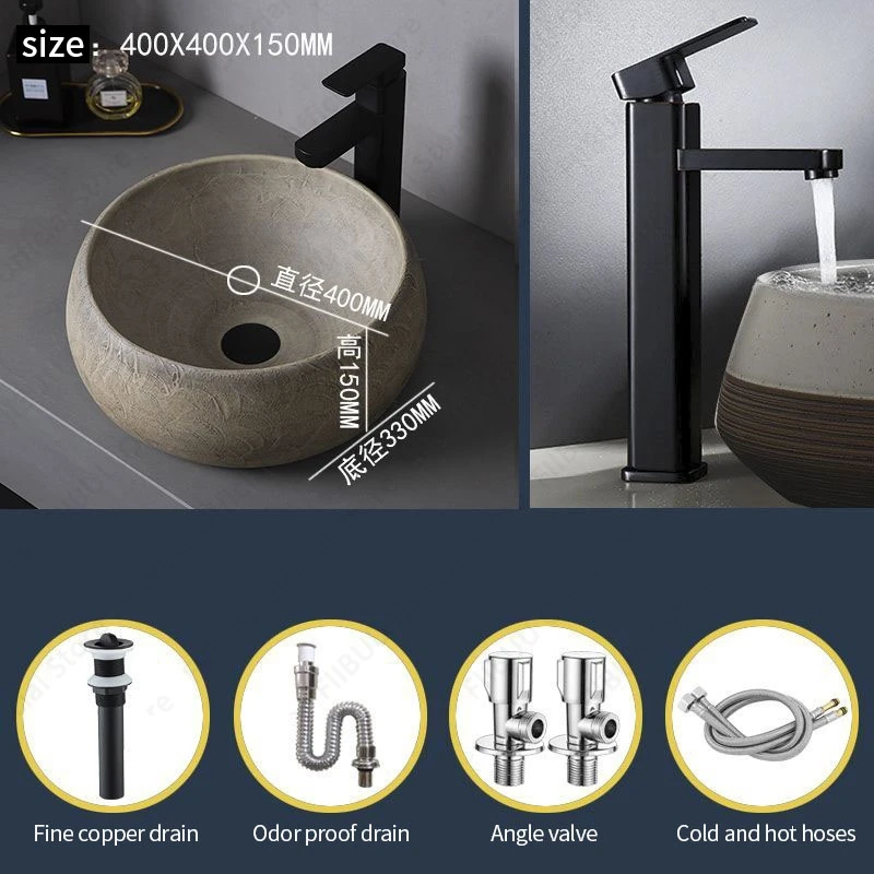 Ceramic Table Sink- Oval Above Counter Basin- Faucets Available- Many Shapes Available - Image 11