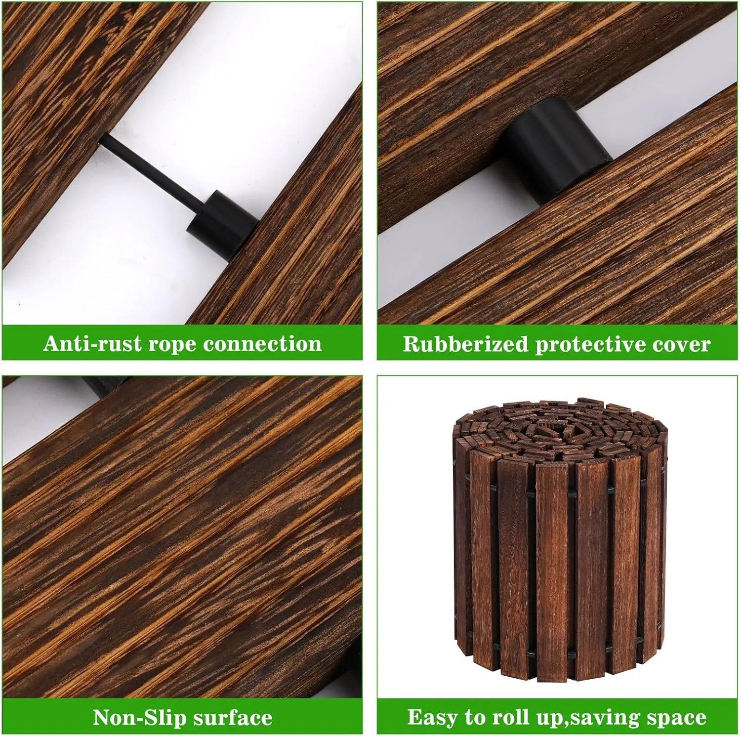 24 ft Wooden Garden Pathway- Non-Slip Surface- Roll Out Boardwalk- Light or Dark Wood - Image 3