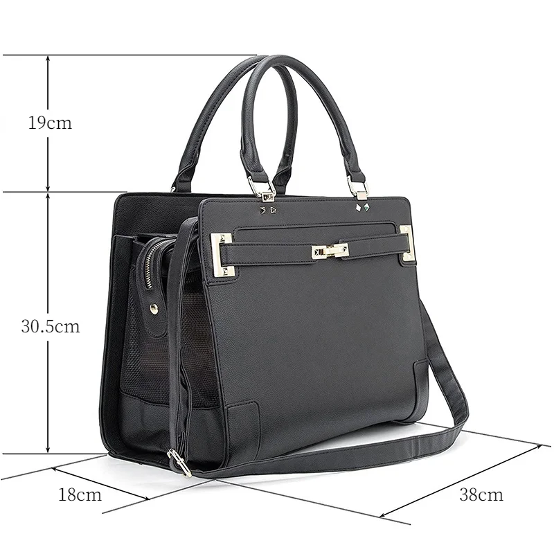 Luxury Small Dog Handbag- Handbag or Shoulder Carrier- Puppy or Small Dog Purse- Gray or Black - Image 6