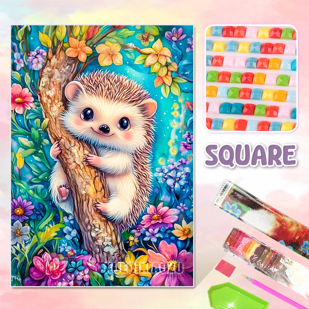 AB Diamond Painting Hedgehog in Flowers Kit (Frame Not Included) - Image 11