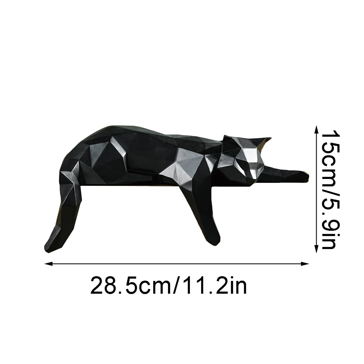 White/ Black Cat Statue - Geometric Modern Room Decor- Figurine Sculpture - Image 3