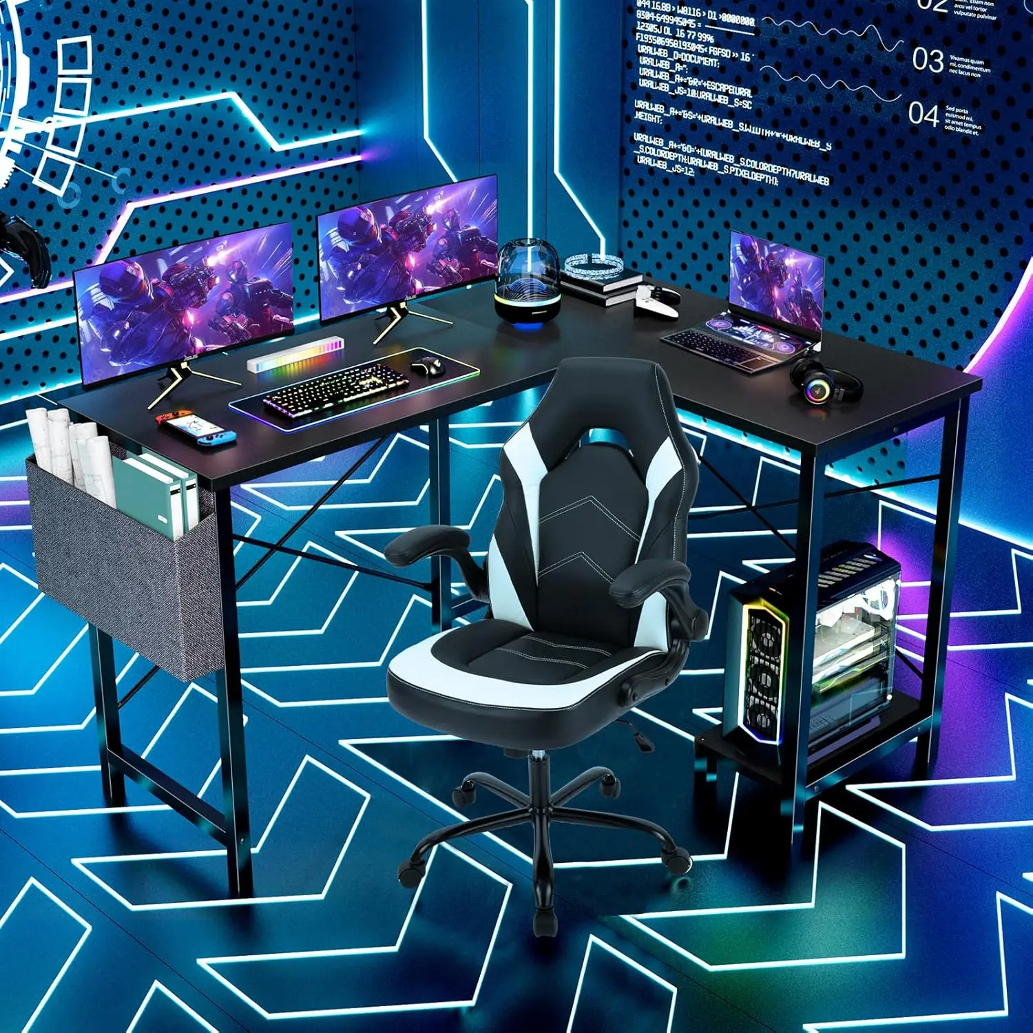 50-Inch L-Shaped Desk- Computer- Corner Gaming Desk. - Image 6