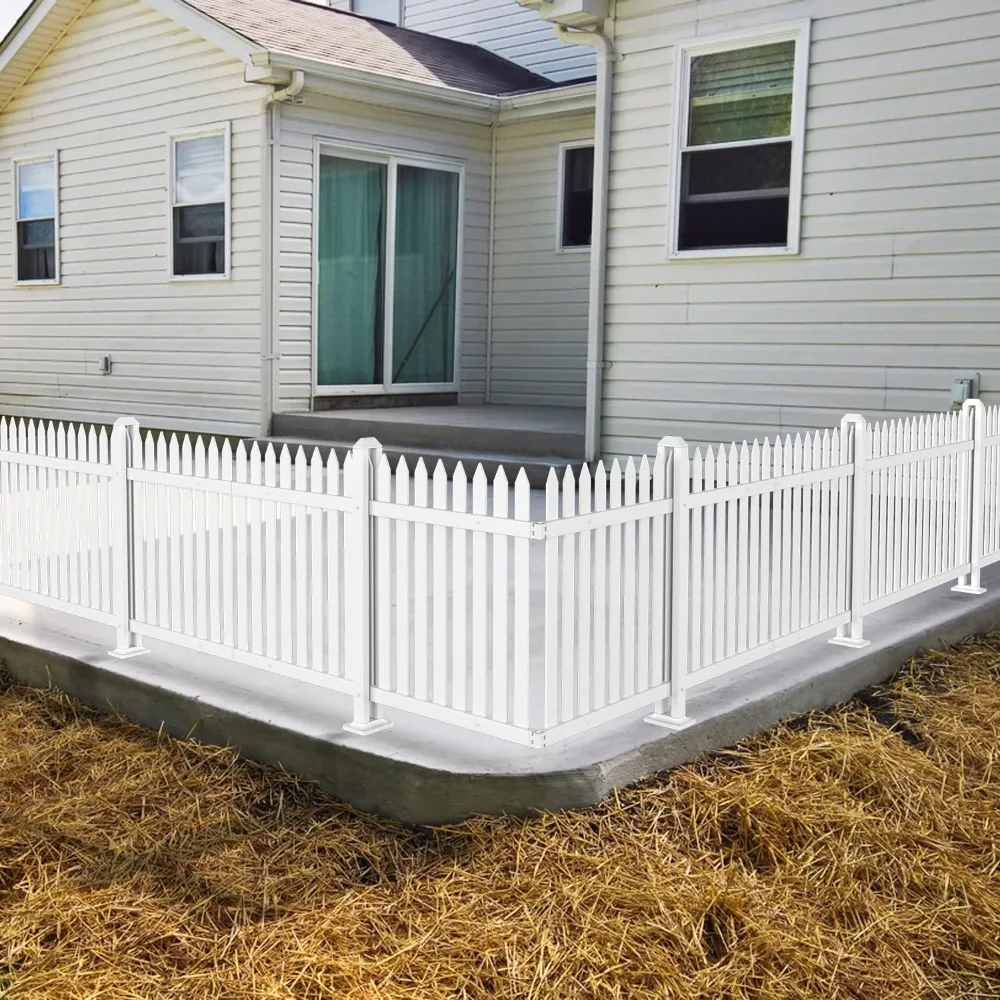 Vinyl Garden Fence- 6 Sets, 84" W X 30" H- White Picket Panels- PVC Fence for Outdoor- Patio-Pool- Dog Fence