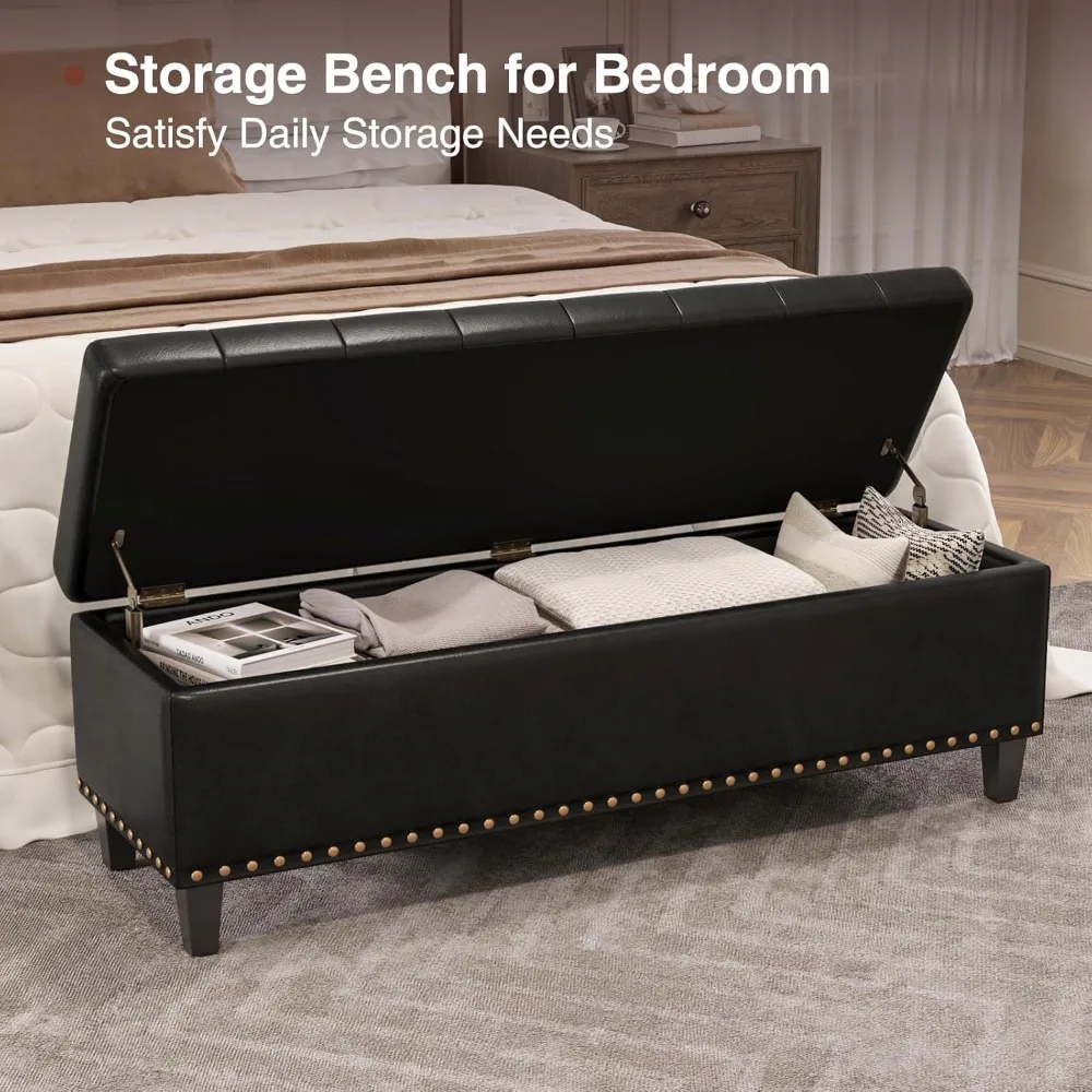 Storage Bench- 51-Inch King Storage Ottoman- 30 Gallons- Tufted Upholstery- Multiple Colors - Image 4