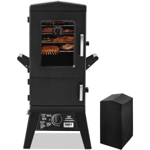 Propane Smoker with Cover- Grill with Temperature Control- Heavy-Duty- Three Removable Smoking Shelves
