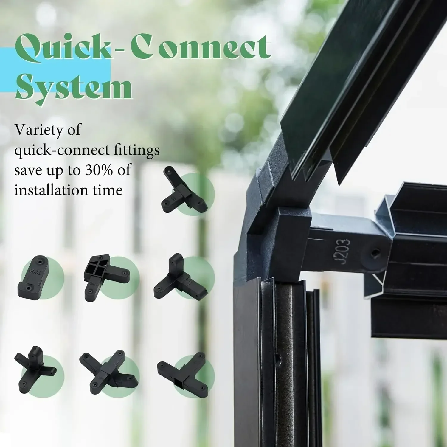 8x12x7 FT Polycarbonate Greenhouse- Walk-in Greenhouse with Quick-Connect System- 4 Vent Windows - Image 3