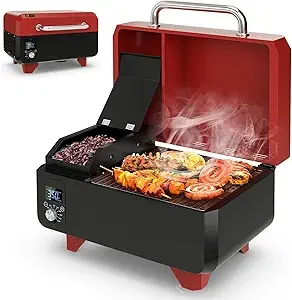 Pellet Grill and Smoker - Portable Tabletop Wood Pellet Smoker-Temperature Control-Removable Ash Pan- Grease Tray - Image 8
