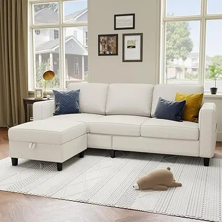 Sectional Sofa for Living Room - 78', L-Shaped Beige- Pet Friendly- Modular 3-Seater- Convertible Sofas- Washable- Multiple Fabrics and Colors - Image 7