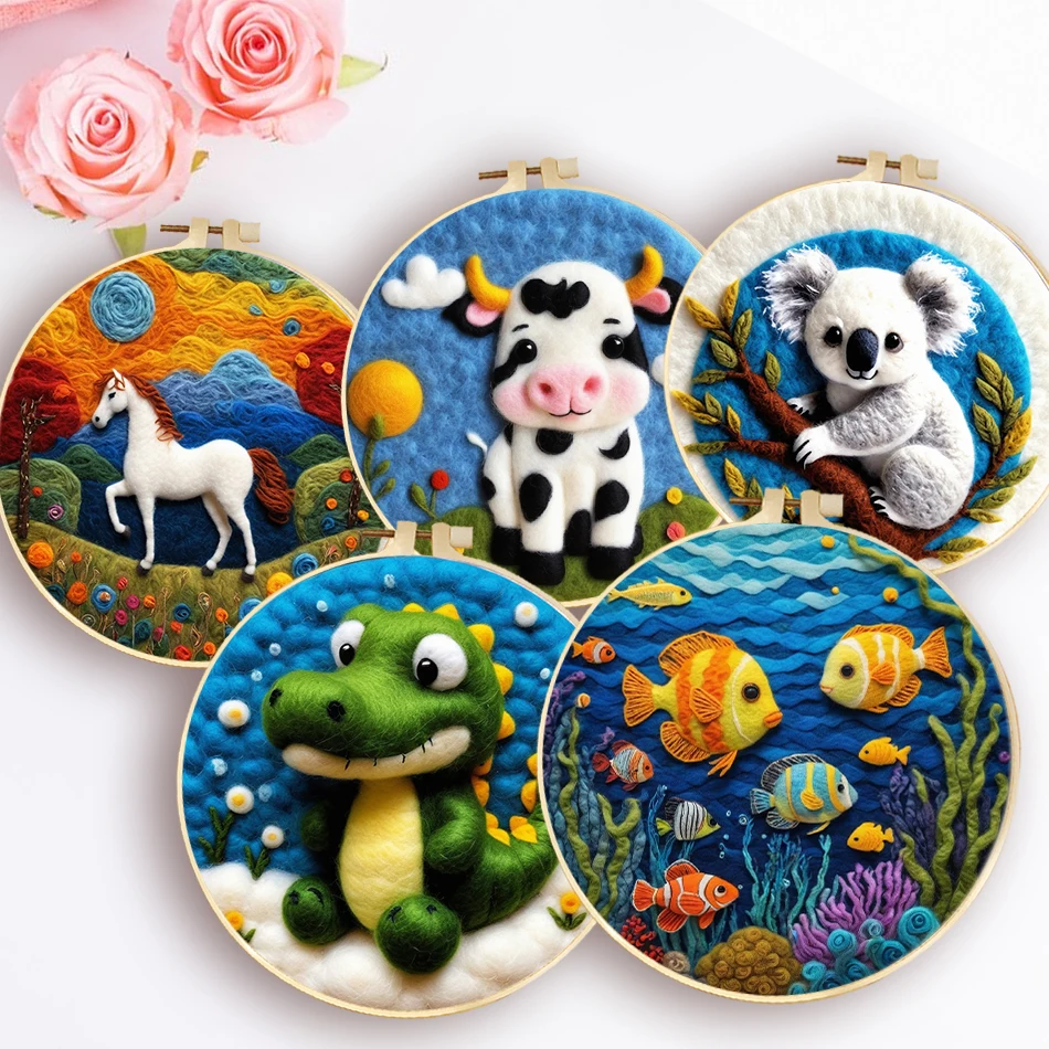 Needle Felting Kit- Wool Felting Painting Kit- Great for Beginners- 20x20cm Frame