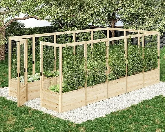 U-Shaped Raised Garden Bed with Deer Proof Fence- 7.5 W x 15 D x 6 H Feet- 19" Depth - Image 7