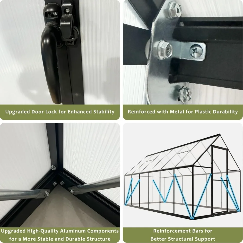 6 x 4 FT Polycarbonate Greenhouse- Roof Air Vent- Heavy Duty Walk-in - Image 5