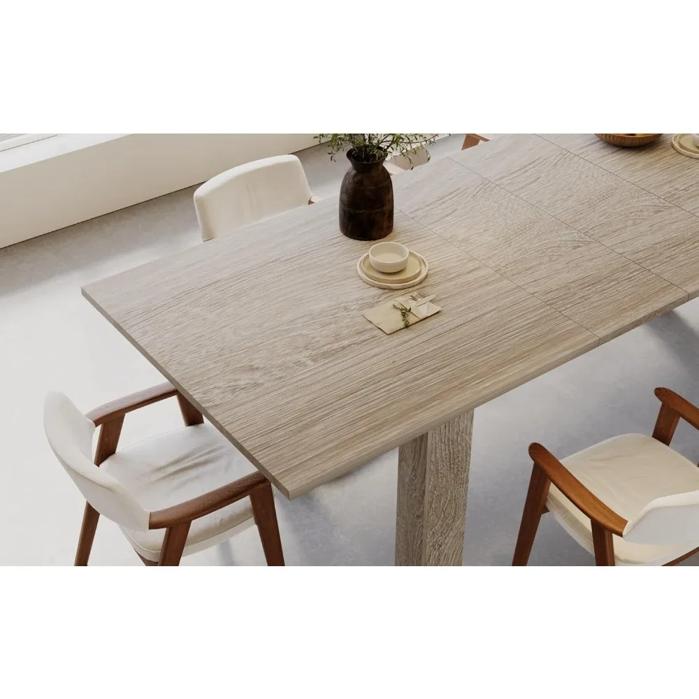 Expandable Dining Table for 6- 8 People, Rectangular Wooden Indoor Dinner Table- 2 Colors (Table Only) - Image 5