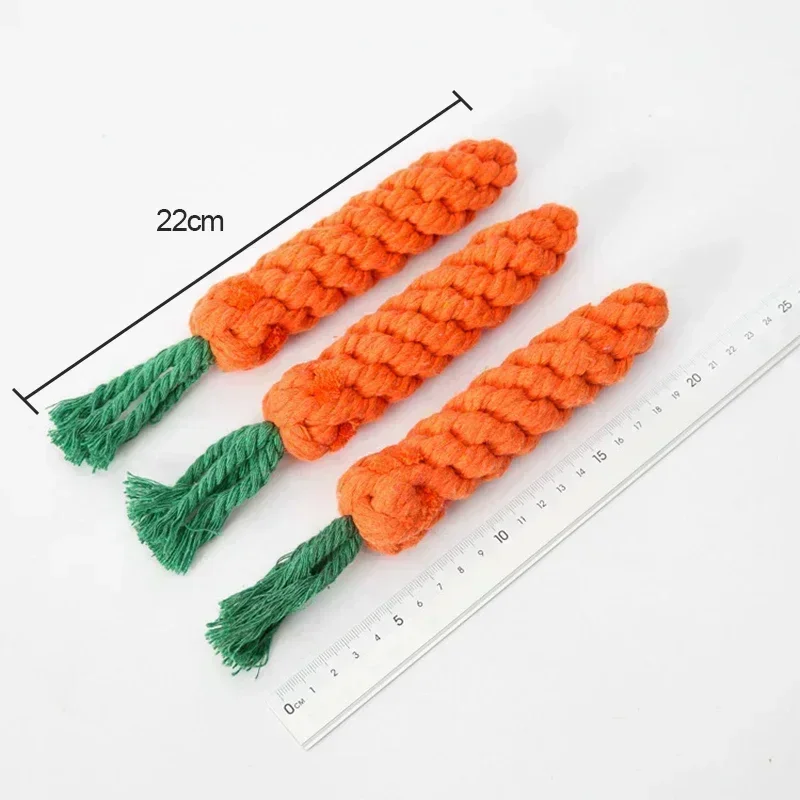 Dog Chew Toy- Cartoon Carrot Shape- Cotton Rope Bite-proof- Pet Teeth Cleaning Toys - Image 3