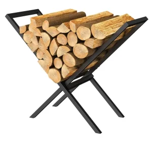 Indoor/Outdoor Firewood Rack- X-Shaped Firewood Log Holder- Heavy-Duty Stand