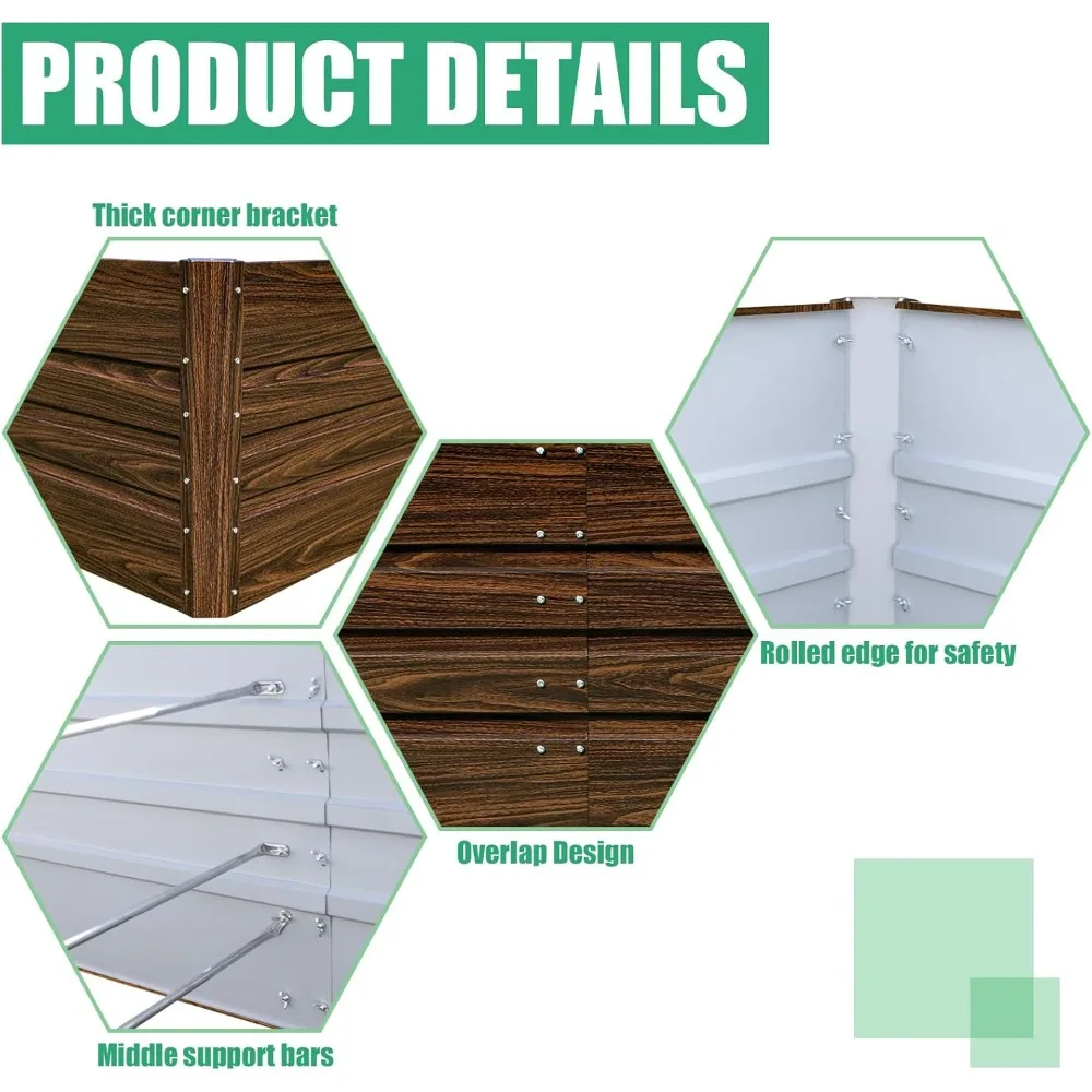 Galvanized Metal Raised Garden Bed- 8 x 4x 2 FT Outdoor Large Metal Planter Box - Image 2