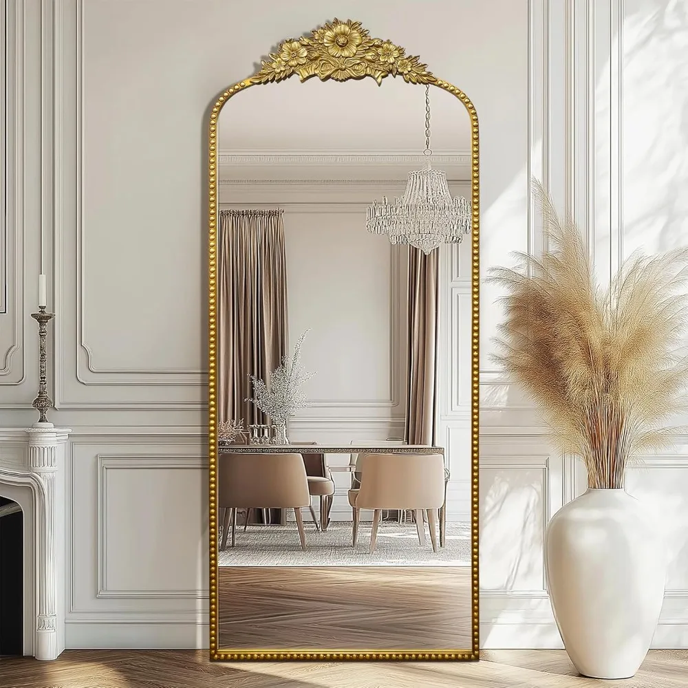 Full-Length Mirror- 75x30 inches- Baroque-Style Mirror- Antique Metal Frame- Wall Mirror - Image 4
