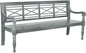 Adirondack Acacia Wood Bench- Natural, Beach Blue and Ash Grey - Image 8