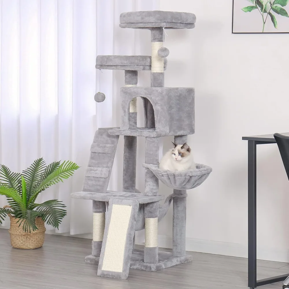 Cat Tree for Indoor Cats- Multi-Level Cat Furniture- Padded, Plush Perches/ Cozy Basket - Image 4