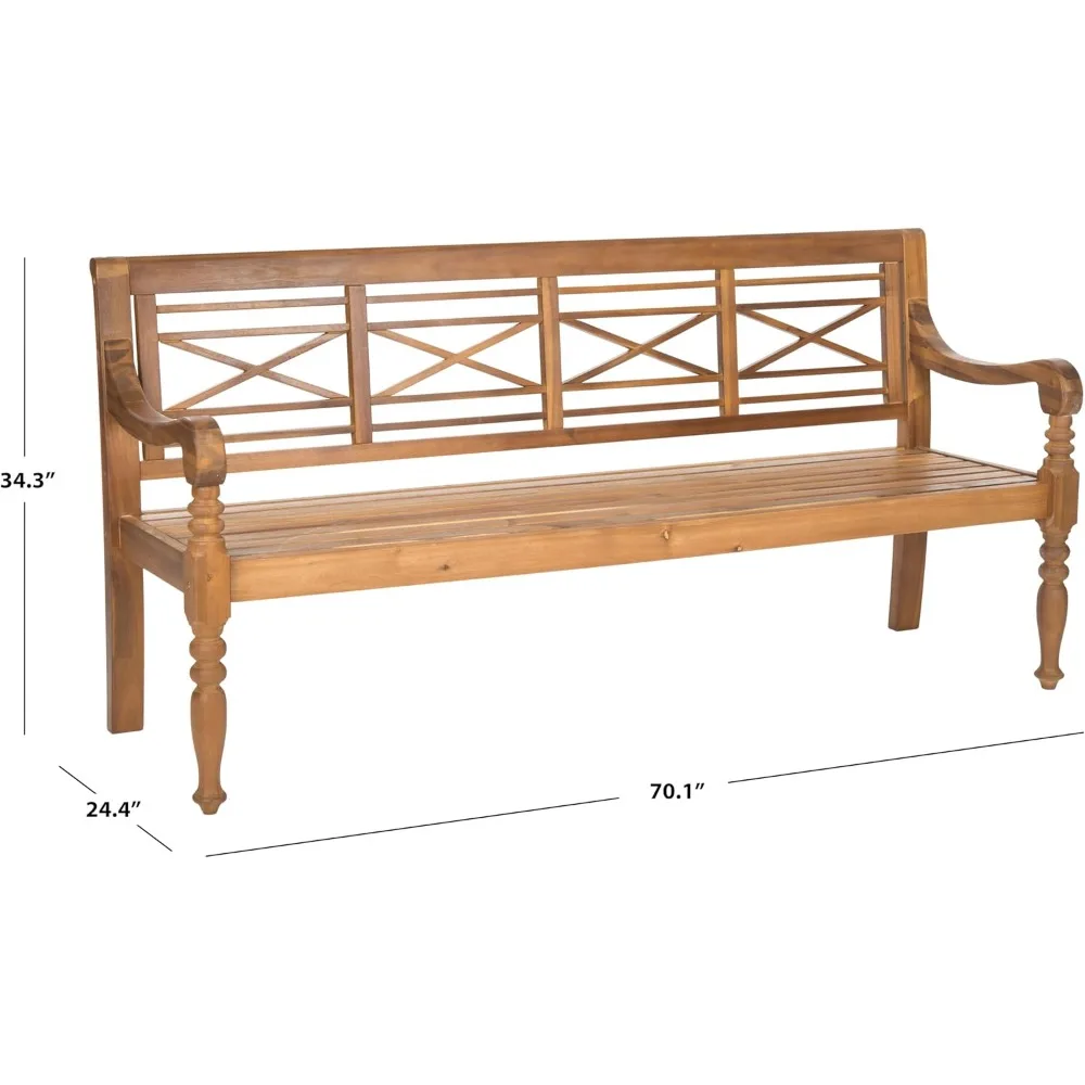 Adirondack Acacia Wood Bench- Natural, Beach Blue and Ash Grey - Image 3