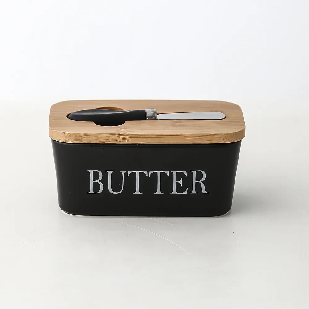 Butter Sealing Box- Ceramic Butter Plate with Lid and Knife - Image 10