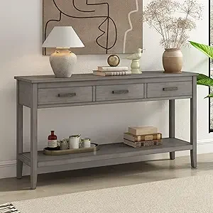 Console/Sofa Table with 1 Shelf and 3 Storage Drawers- Entryway Table- 6 Colors - Image 9