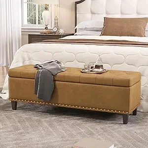 Storage Bench- 51-Inch King Storage Ottoman- 30 Gallons- Tufted Upholstery- Multiple Colors - Image 9
