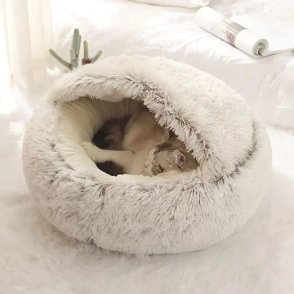 Semi-Enclosed Cat Bed- Simple Comfort- Warm Puppy/Kitten Sleeping Nest - Image 4