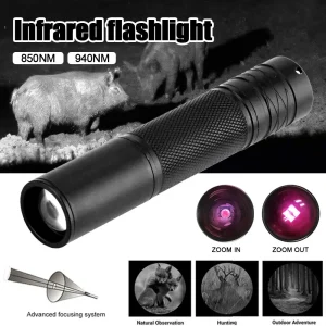 Infrared Flashlight- Adjustable Focus- Zoomable IR Hunting Torch- Infrared Radiation Weapon- Light Night Vision Devices