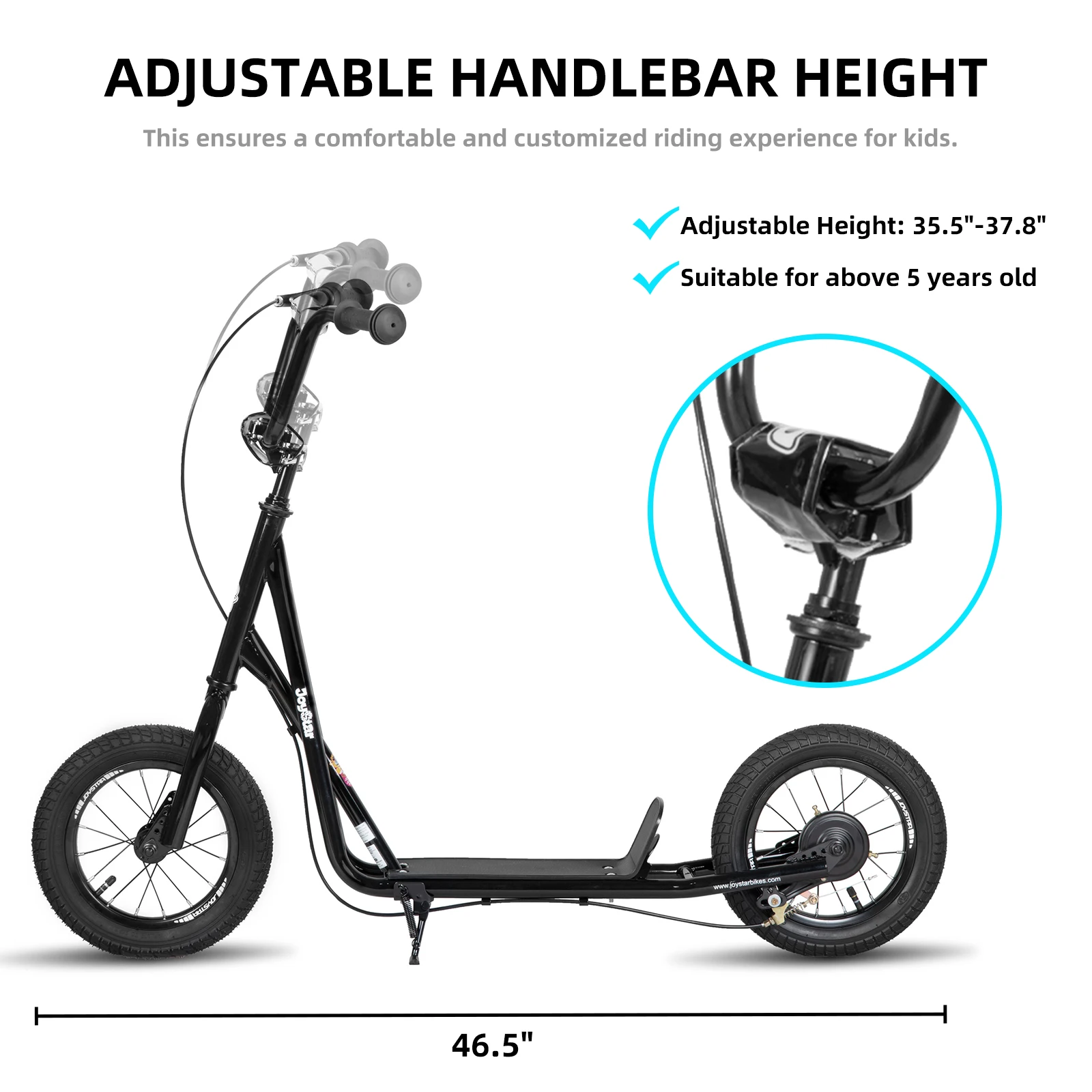 Kick Scooter for Ages 5 Years and Up- 12 Inch Front and Rear Wheel- Rear V-Brake and Adjustable Handlebar- 4 Colors - Image 4