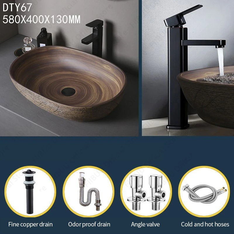 Brown Ceramic Sink- Above Counter Pedestal Washing Basin- Different Configurations and Sizes Available - Image 14