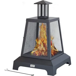 28-inch Fire Pit/Chiminea- Wood Burning Fire Pit- Outside Patio, Garden, Backyard