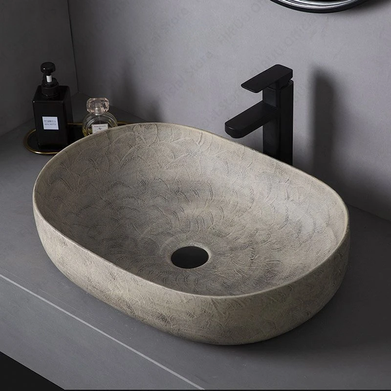 Ceramic Table Sink- Oval Above Counter Basin- Faucets Available- Many Shapes Available