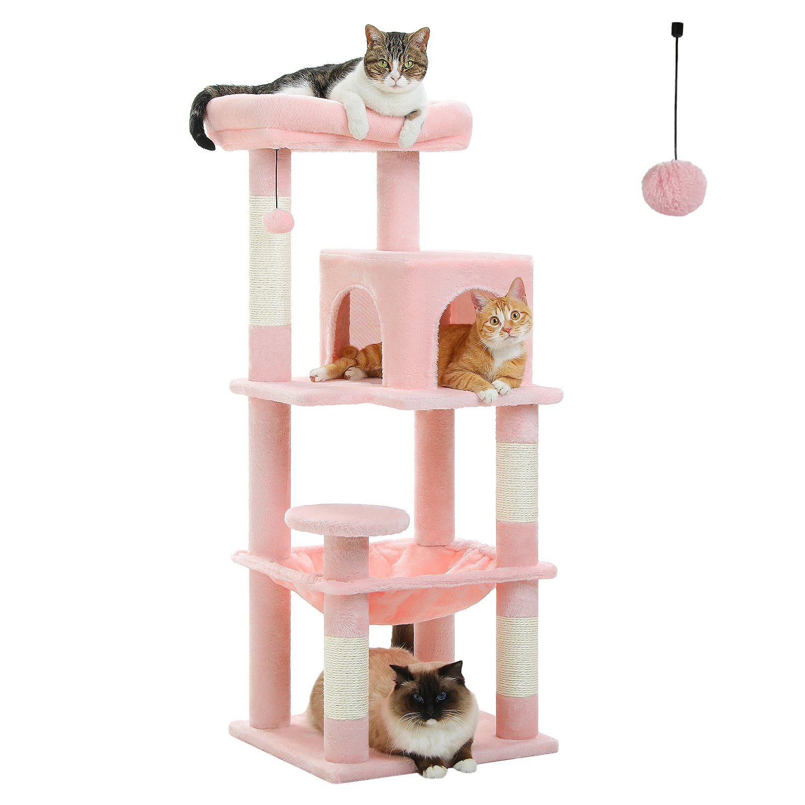 Cat Tree for Indoor Cats- 5-Level Cat Tower for Large Cats- Metal Frame- Large Hammock- Cat Condo with Big Top Perch - Image 7