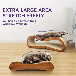 2 in 1 Cat Scratcher- Cardboard Lounge Bed- Cat Scratching Post- Durable Board Pads Prevents Furniture Damage