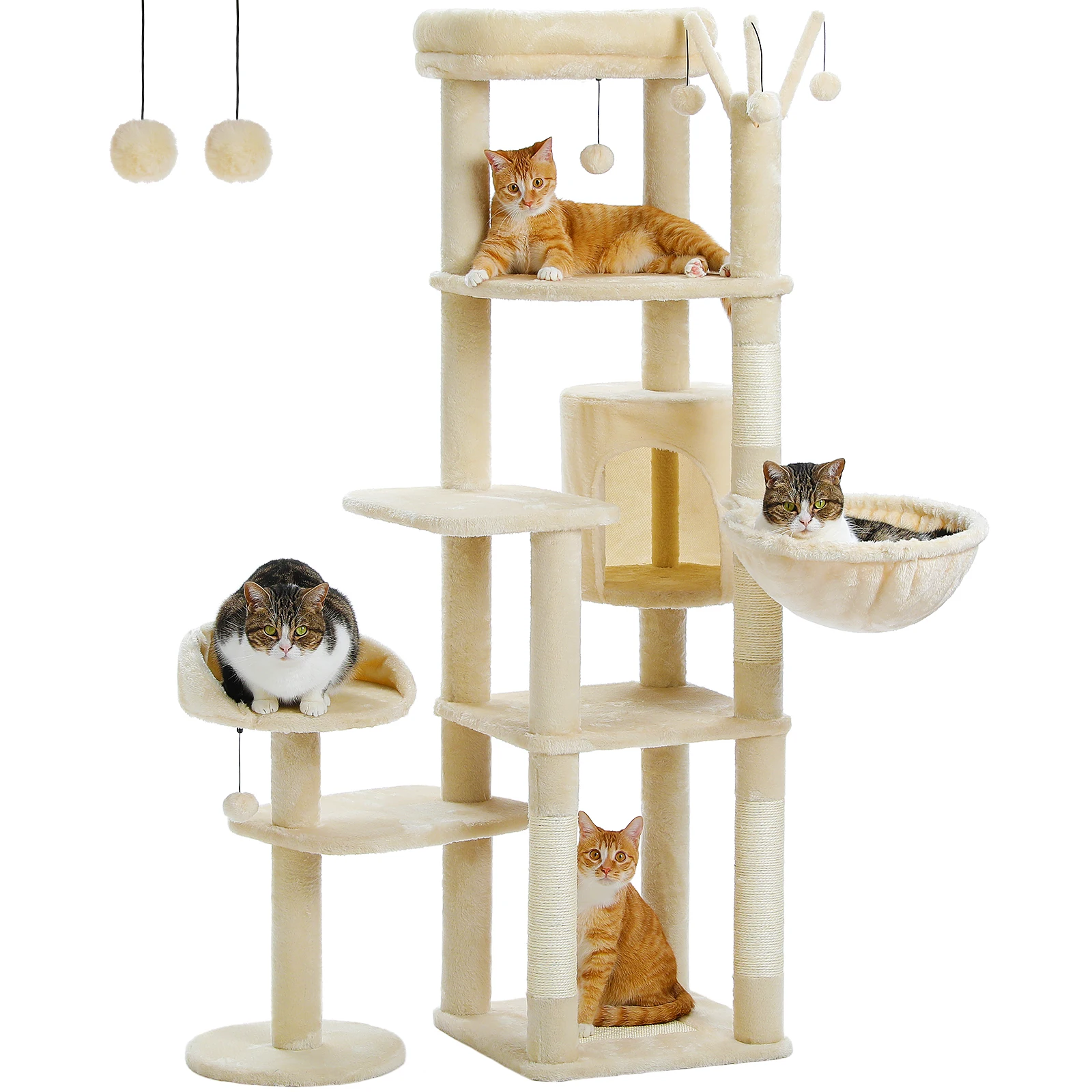 Multi-Level Cat Tower for Indoor Cats. Cat Condo with Large Hammock, Scratching Post, and Perches. - Image 8