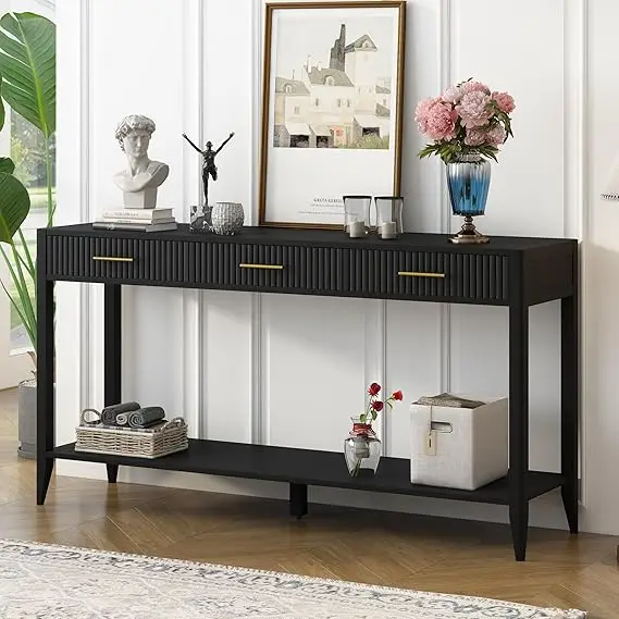 Console/Sofa Table with 1 Shelf and 3 Storage Drawers- Entryway Table- 6 Colors - Image 11