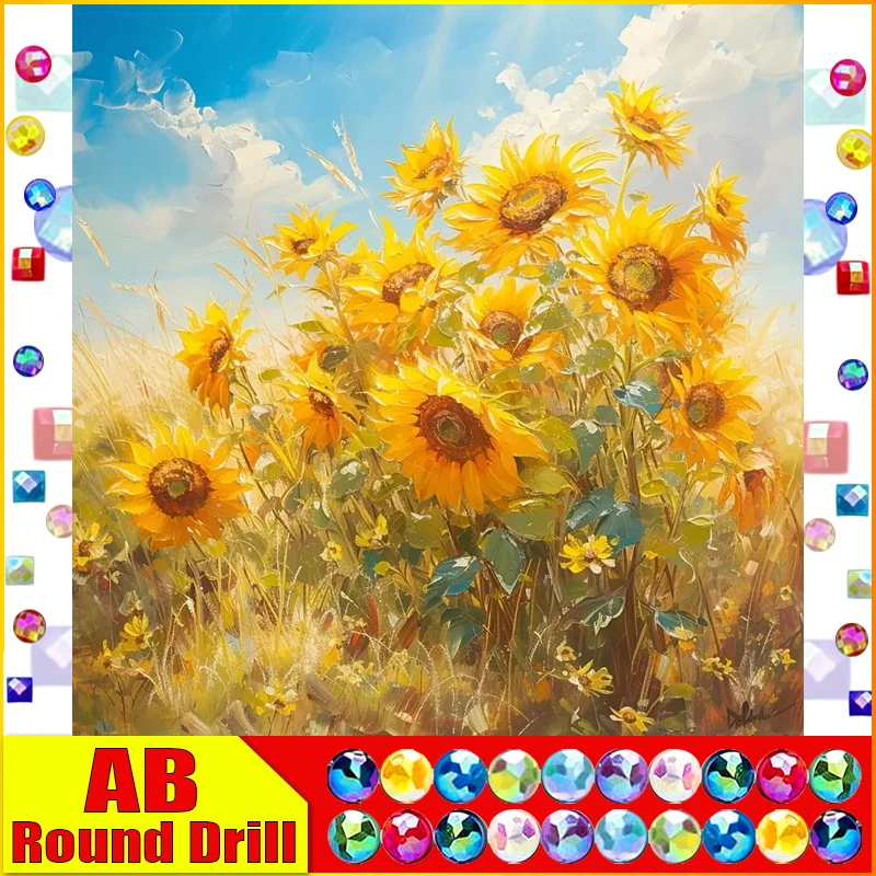Fairy Dust AB Diamond Painting " Sunflowers" --Full Square/Round Drill - Image 9
