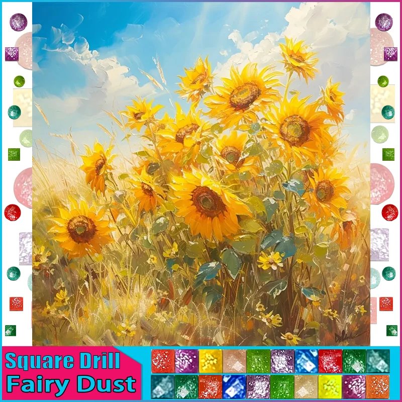 Fairy Dust AB Diamond Painting " Sunflowers" --Full Square/Round Drill - Image 8