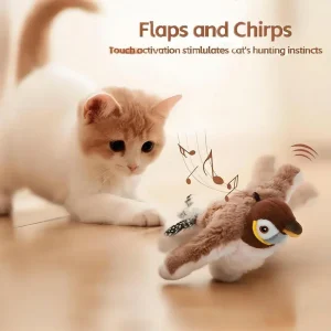 Interactive Flapping Bird Cat Toy- Catnip- Rechargeable Simulation Bird-Touch Activated