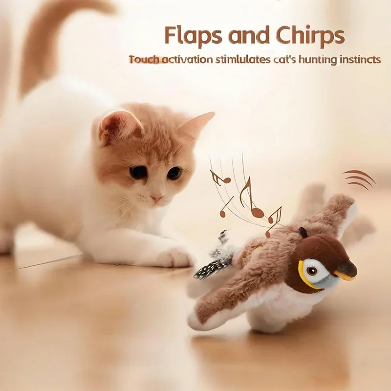Interactive Flapping Bird Cat Toy- Catnip- Rechargeable Simulation Bird-Touch Activated