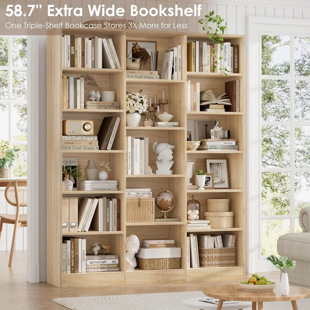 6-Tier Large Bookcase- 17 Open Display Shelves- 74'' Tall Bookcase - Image 5