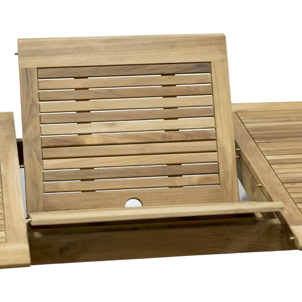 9-Piece Rectangular Patio Furniture Set- Teak- Outside Table and Chairs Dining Set - Image 4