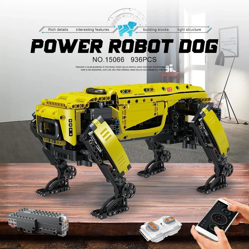 Build-Your-Own-Dog!- 936-PCS RC Power Robot Dog Building Blocks - Technical Robot Toy- Motorized