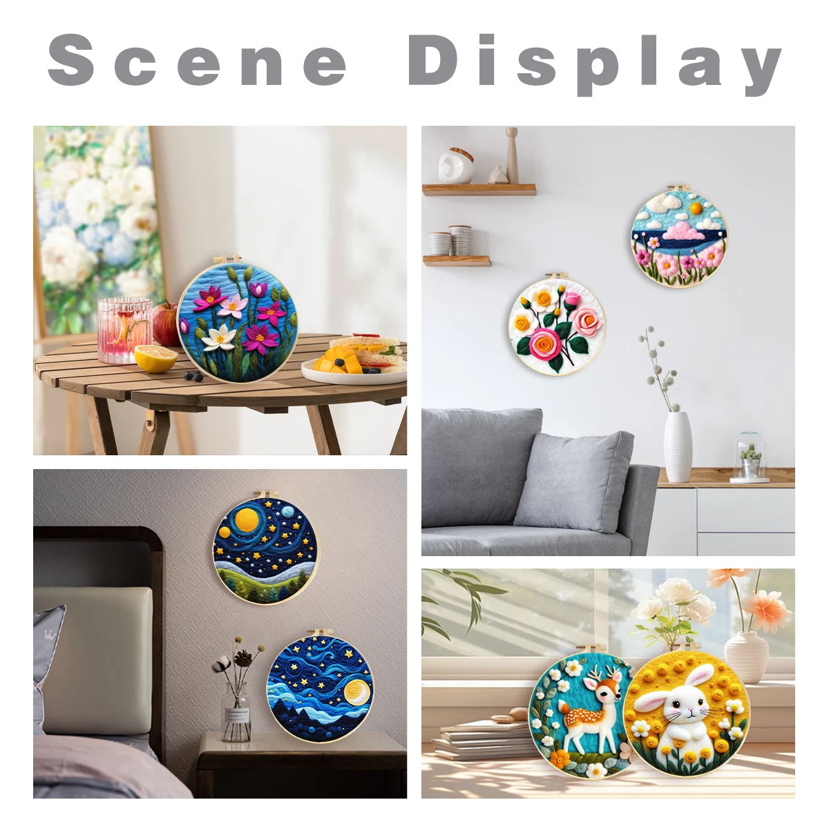 Needle Felting Kit- Wool Felting Painting Kit- Great for Beginners- 20x20cm Frame - Image 6