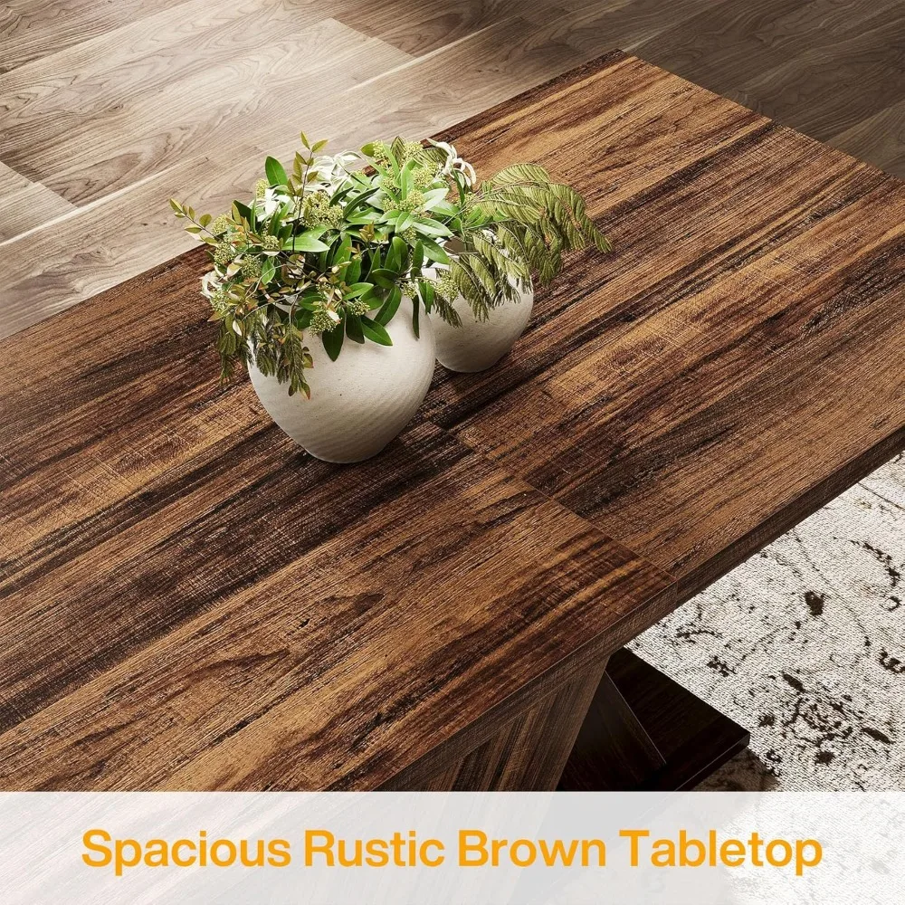 55-Inch Farmhouse Dining Table for 4- Rectangular Dining Room Table - Image 6