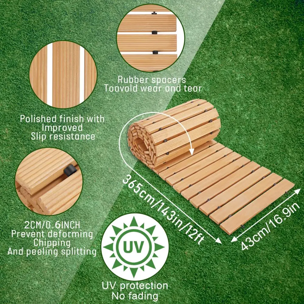 12ft x 18" Wooden Garden Pathway- Outdoor Roll Out Walkway- Pathway for Patio, Lawn - Image 6