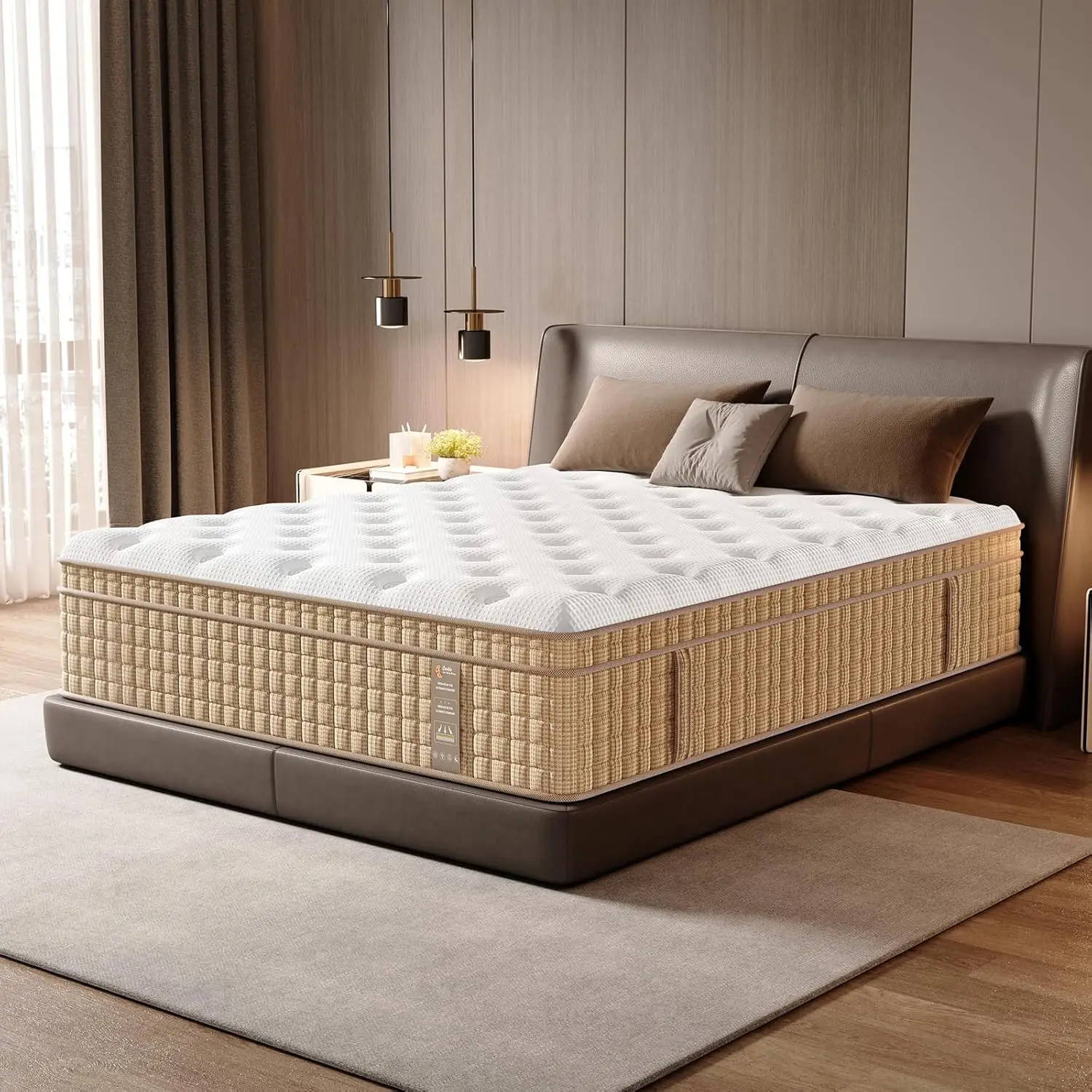 12'' Full/Queen/King-Size Mattress- Hybrid Mattress with Gel Memory Foam and Pocket Springs- Odor-free- Manufactured in USA