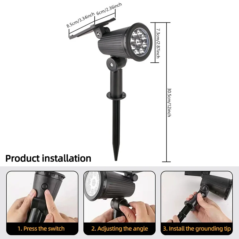 9-LED Solar Spot Lights- Outdoor RGB Solar Landscape Lights- IP65 Waterproof- Adjustable Brightness - Image 5
