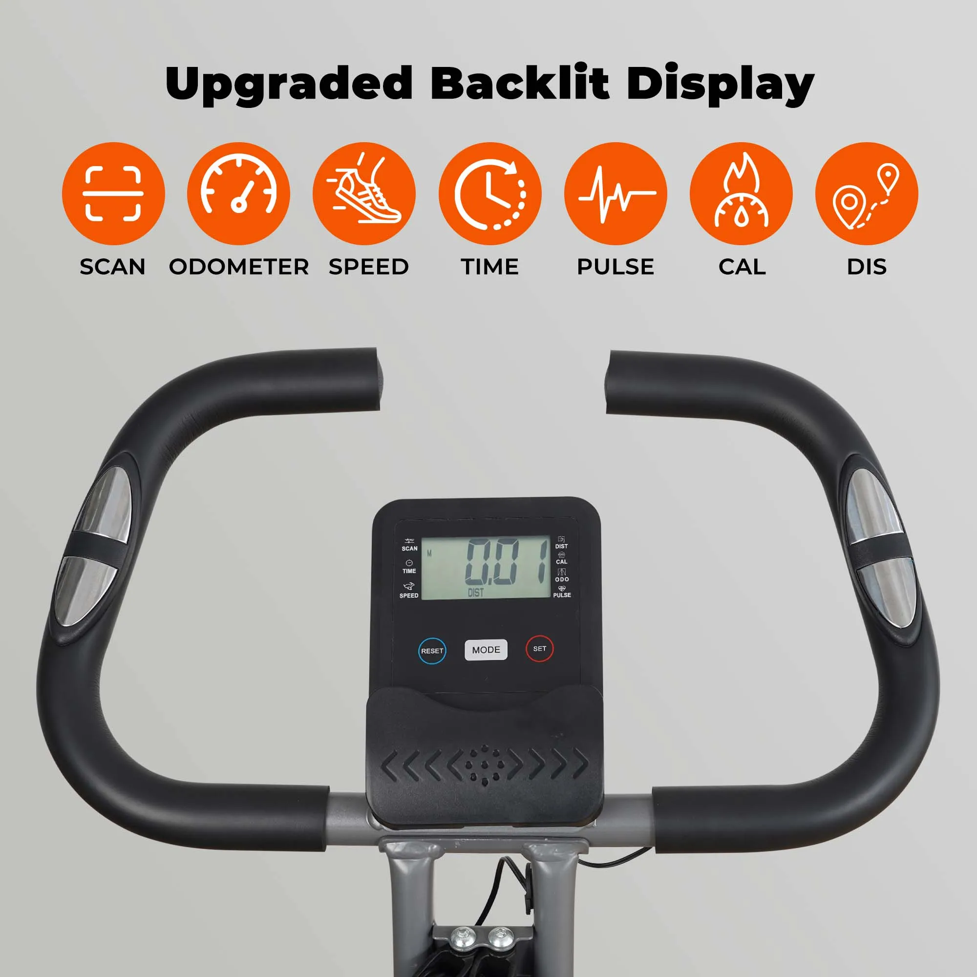 Folding Exercise Bike- Pulse Sensor- LCD Monitor- Recumbent Exercise Bike with Arm Resistance Bands - Image 4