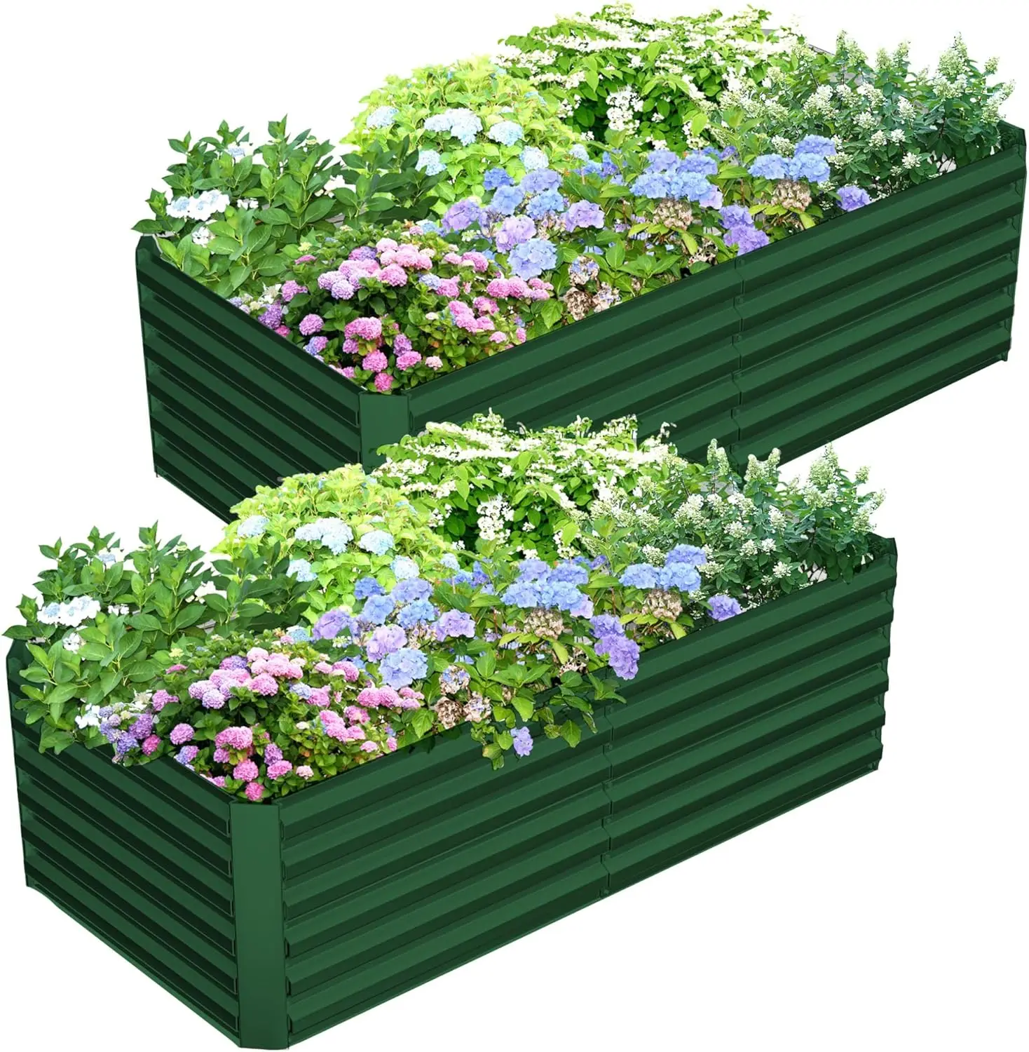 2 pcs 8 x 4 x 2 ft Galvanized Raised Garden Bed- Deep Root Planter Box